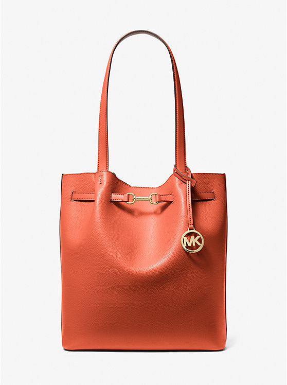 Micheal Kors Carson Large Pebbled Leather Tote Bag Red Clay