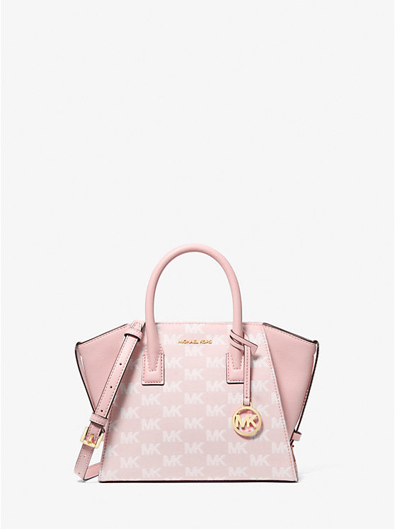 Micheal Kors Avril Small Signature Logo Jacquard Satchel Powder Blush
