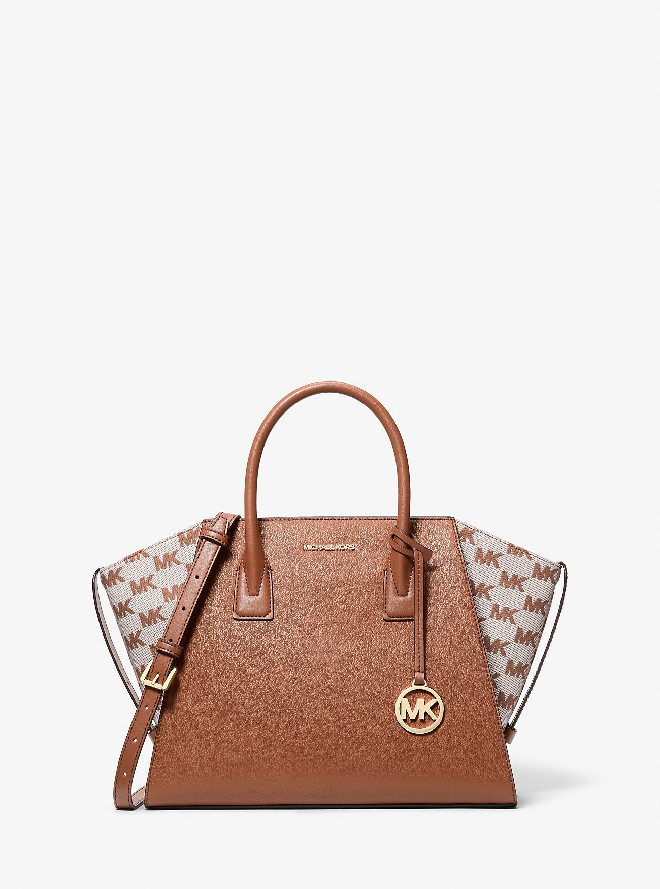 Avril Large Leather and Logo Jacquard Satchel Luggage Luggage