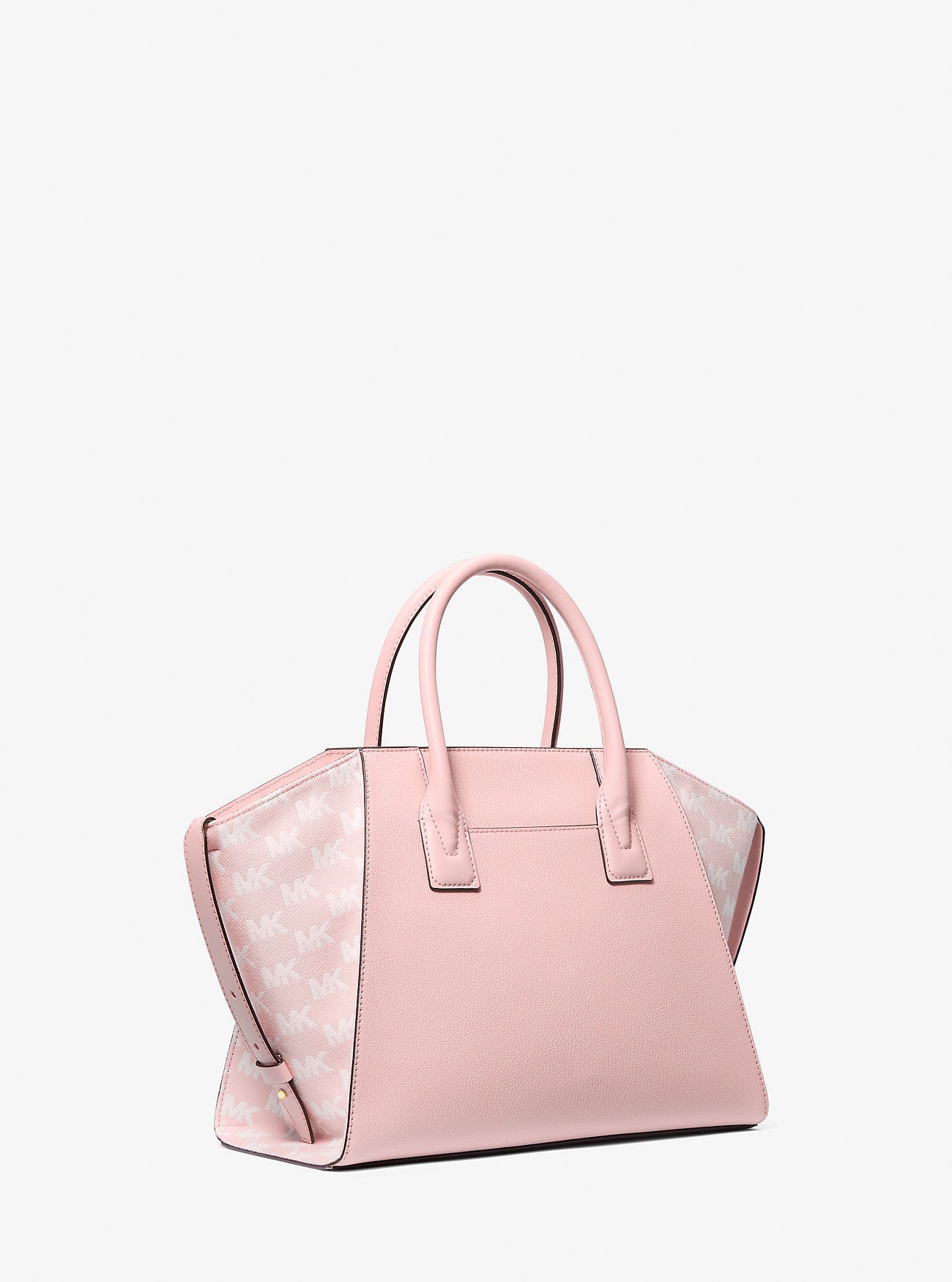 Avril Large Leather and Logo Jacquard Satchel Powder Blush Powder Blush