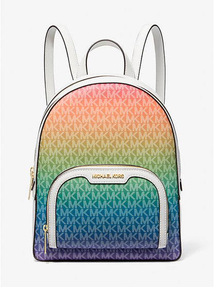 Micheal Kors Jaycee Medium Rainbow Signature Logo Backpack Rainbow