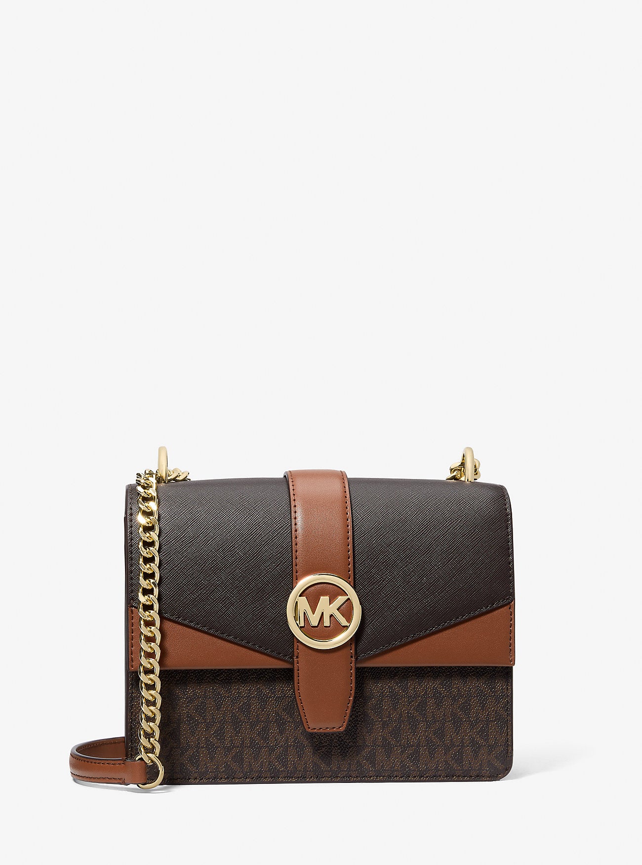 Greenwich Small Color-Block Signature Logo Crossbody Bag Brown Multi Brown Multi