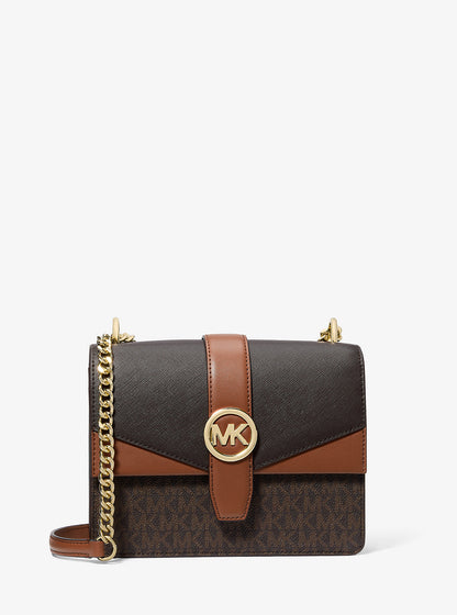 Greenwich Small Color-Block Signature Logo Crossbody Bag Brown Multi Brown Multi