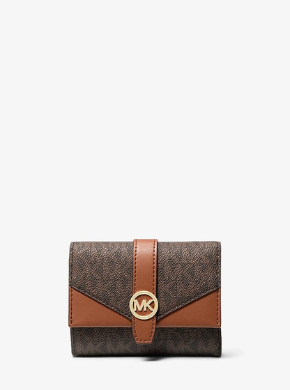 Greenwich Medium Signature Logo Trifold Wallet Brown Brown