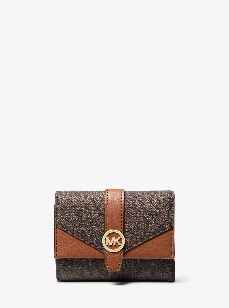 Greenwich Medium Signature Logo Trifold Wallet Brown Brown