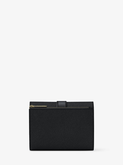 Greenwich Medium Saffiano Leather Trifold Wallet Black Black