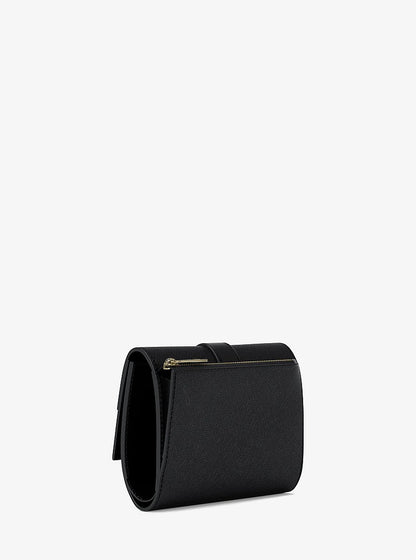 Greenwich Medium Saffiano Leather Trifold Wallet Black Black