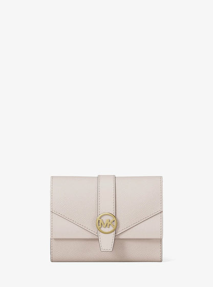 Greenwich Medium Saffiano Leather Trifold Wallet Lt Cream Lt Cream