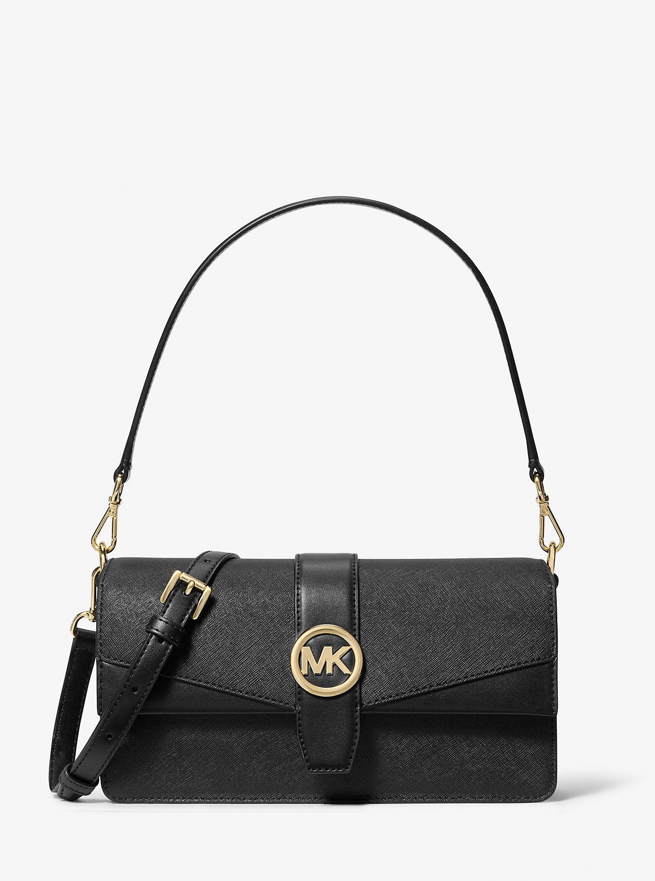 Greenwich Medium Saffiano Leather Shoulder Bag Black Black