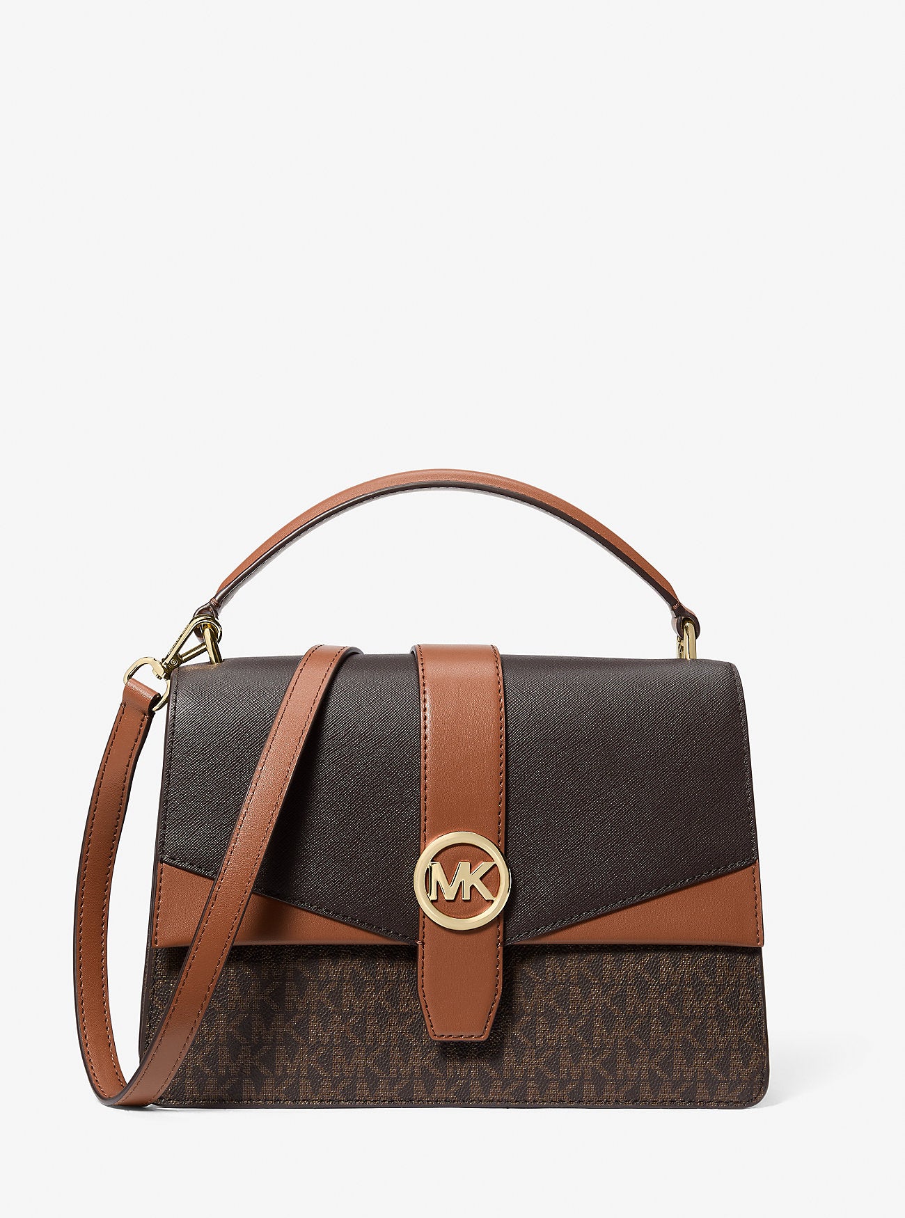 Greenwich Medium Signature Logo Satchel Brown Brown