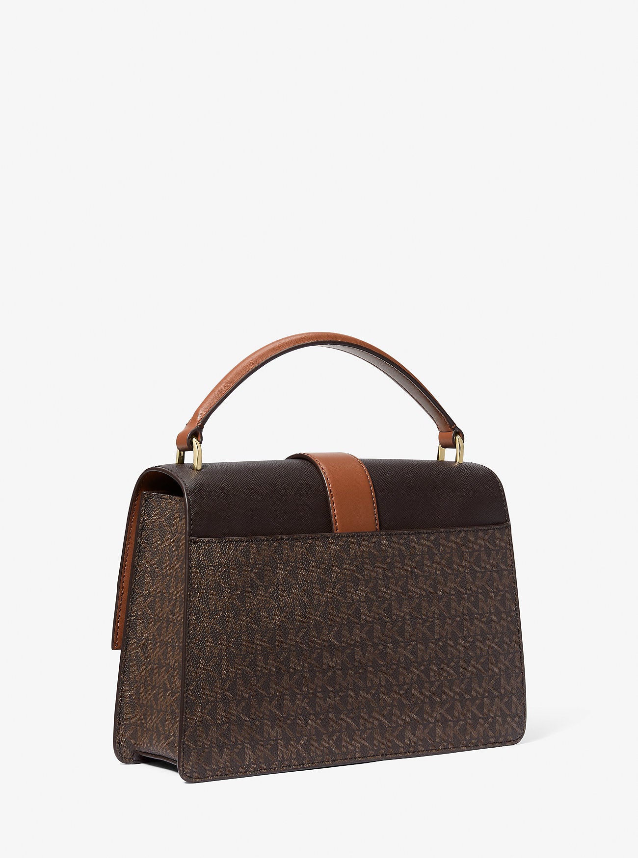 Greenwich Medium Signature Logo Satchel Brown Brown