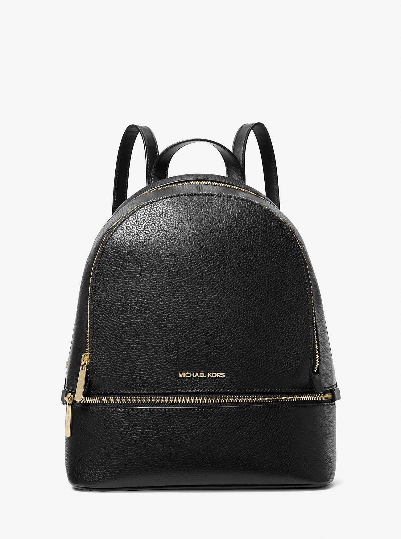 Rhea Medium Pebbled Leather Backpack Black Black