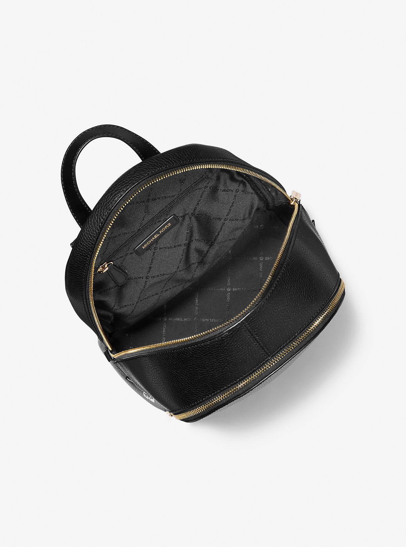 Rhea Medium Pebbled Leather Backpack Black Black