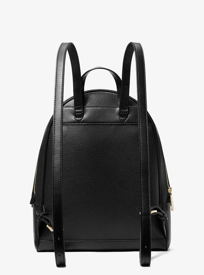 Rhea Medium Pebbled Leather Backpack Black Black