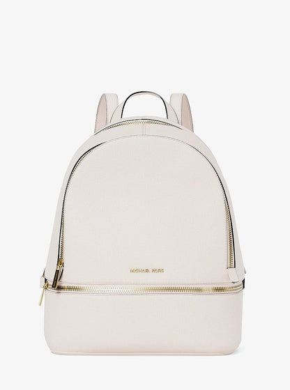 Rhea Medium Pebbled Leather Backpack Lt Cream Lt Cream