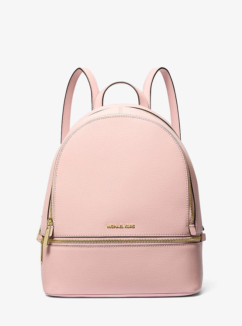 Rhea Medium Pebbled Leather Backpack Powder Blush Powder Blush