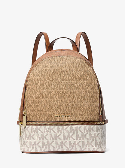 Rhea Medium Color-Block Signature Logo Backpack Camel Mlt Camel Mlt