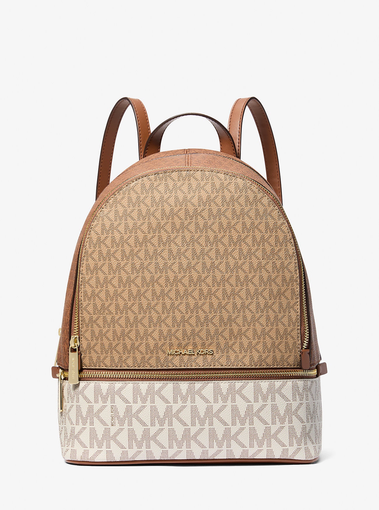 Rhea Medium Color-Block Signature Logo Backpack Camel Mlt Camel Mlt