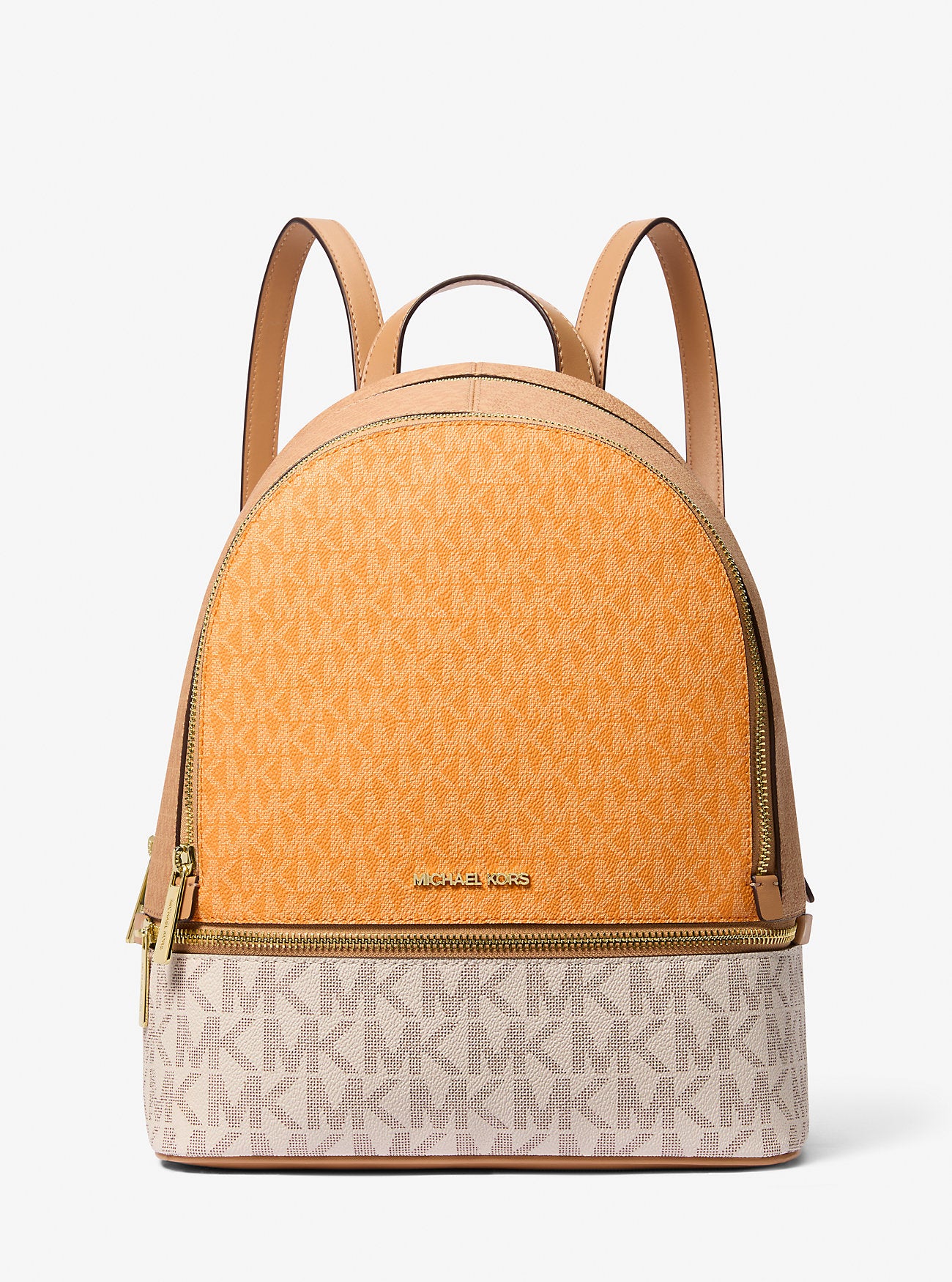 Rhea Medium Color-Block Signature Logo Backpack Pop Orange Multi Pop Orange Multi