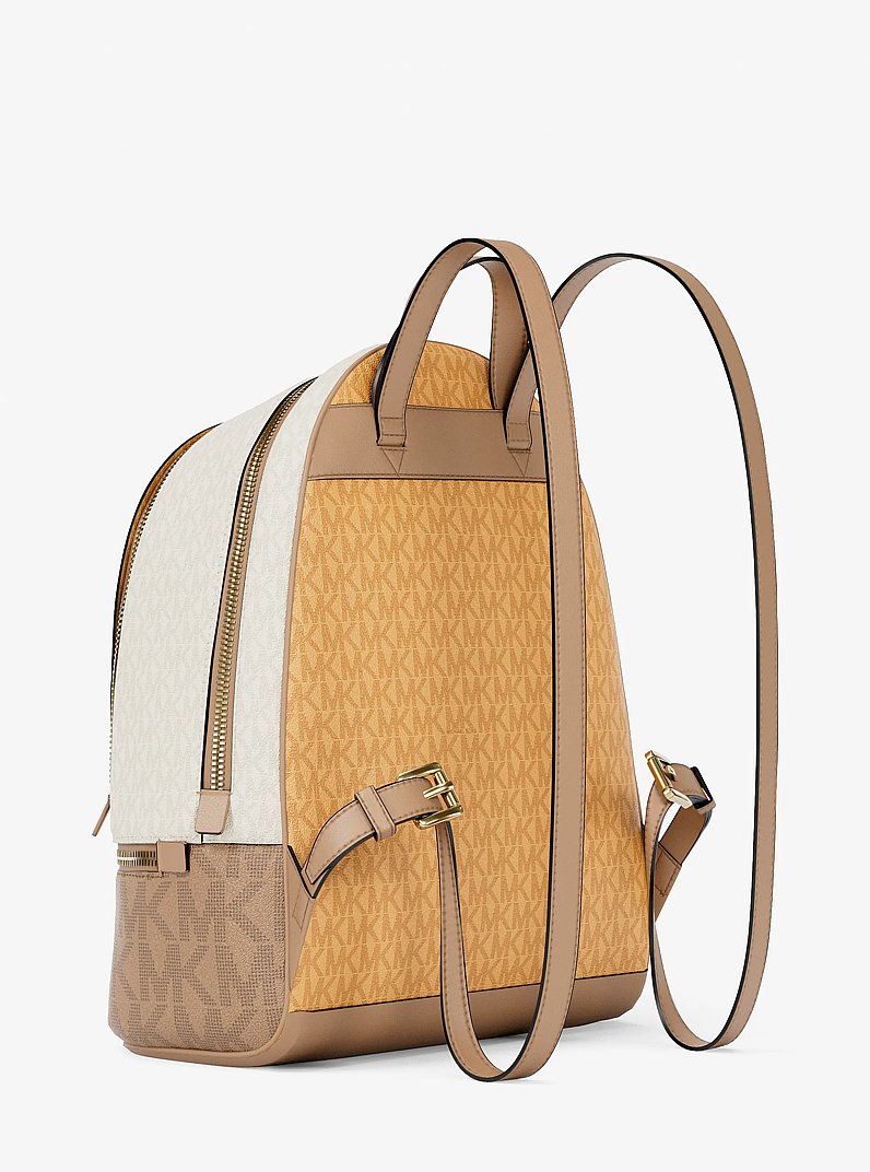 Rhea Medium Color-Block Signature Logo Backpack Honeywheat Multi Honeywheat Multi
