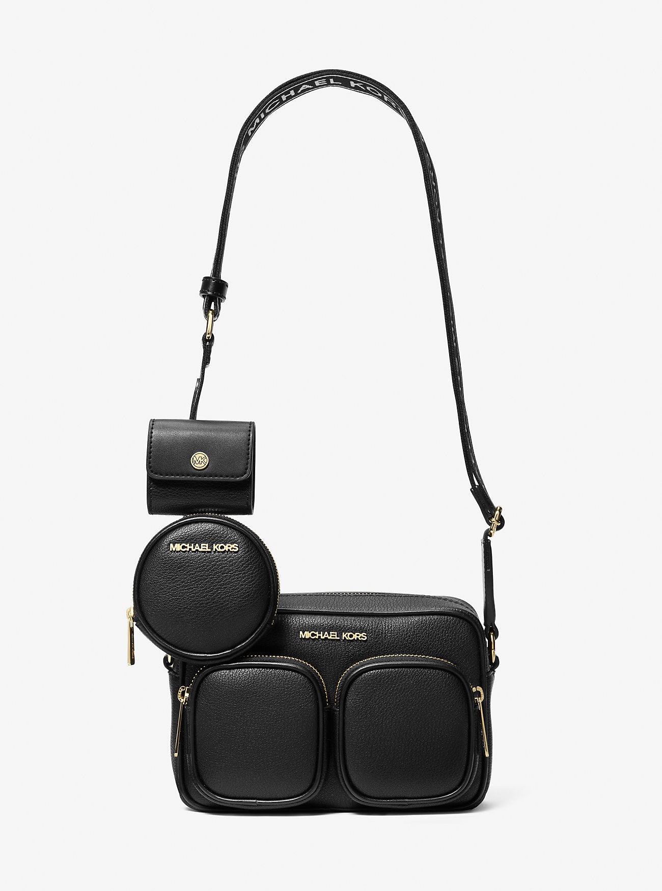 Jet Set Travel Medium Leather Messenger Bag Black Black