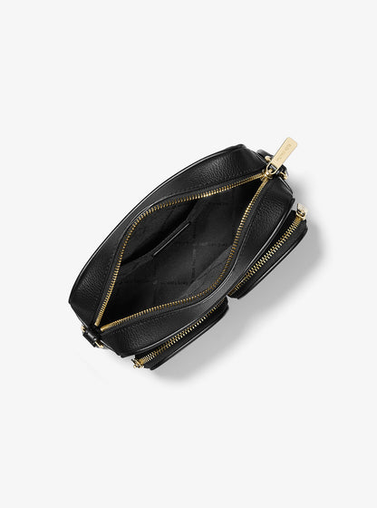 Jet Set Travel Medium Leather Messenger Bag Black Black