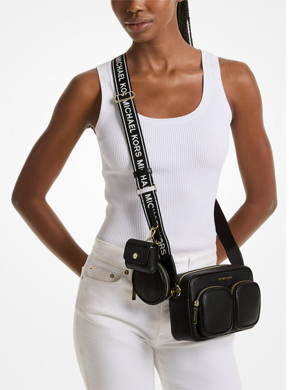 Jet Set Travel Medium Leather Messenger Bag Black Black