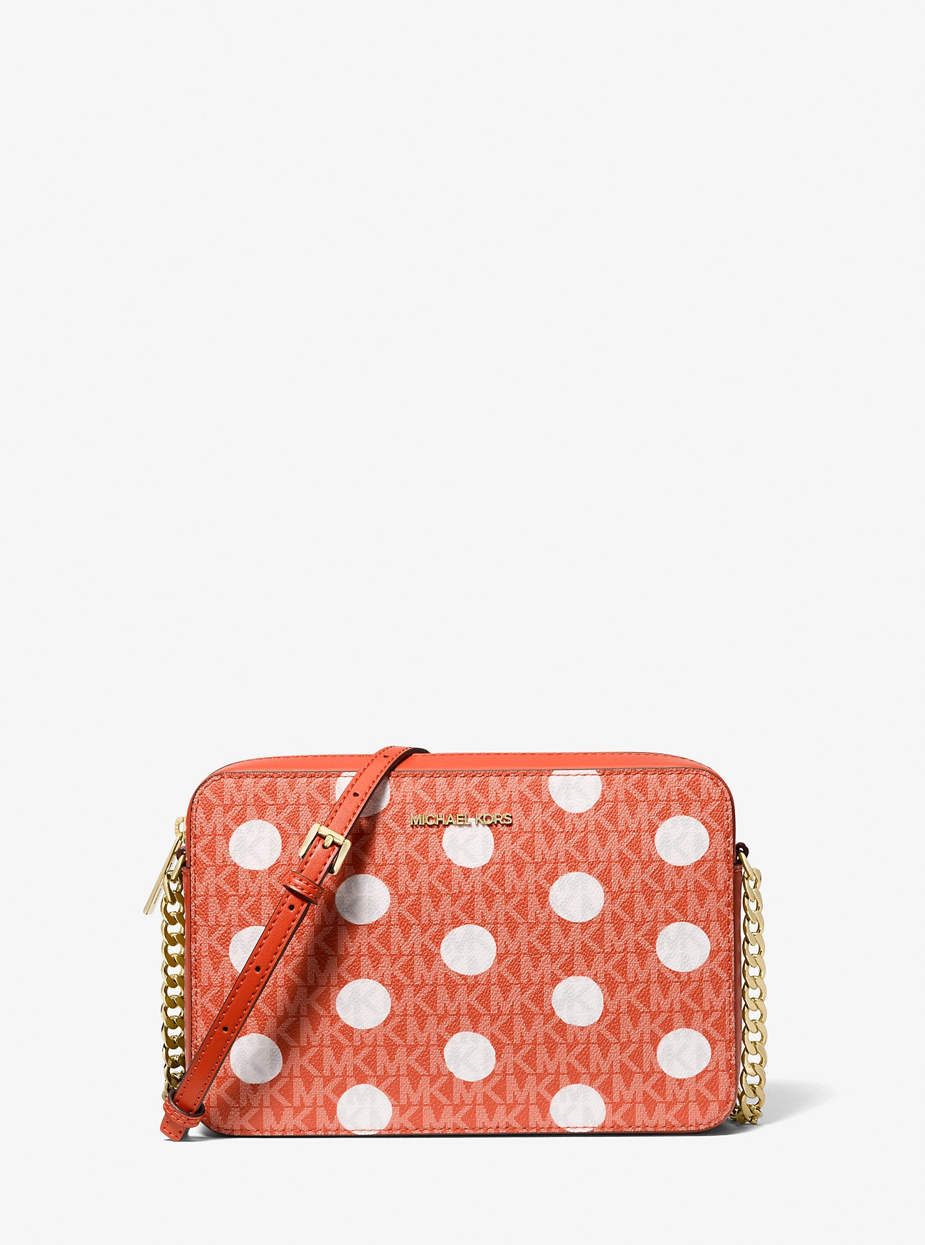 Jet Set Large Polka Dot Signature Logo Crossbody Bag Red Clay Red Clay