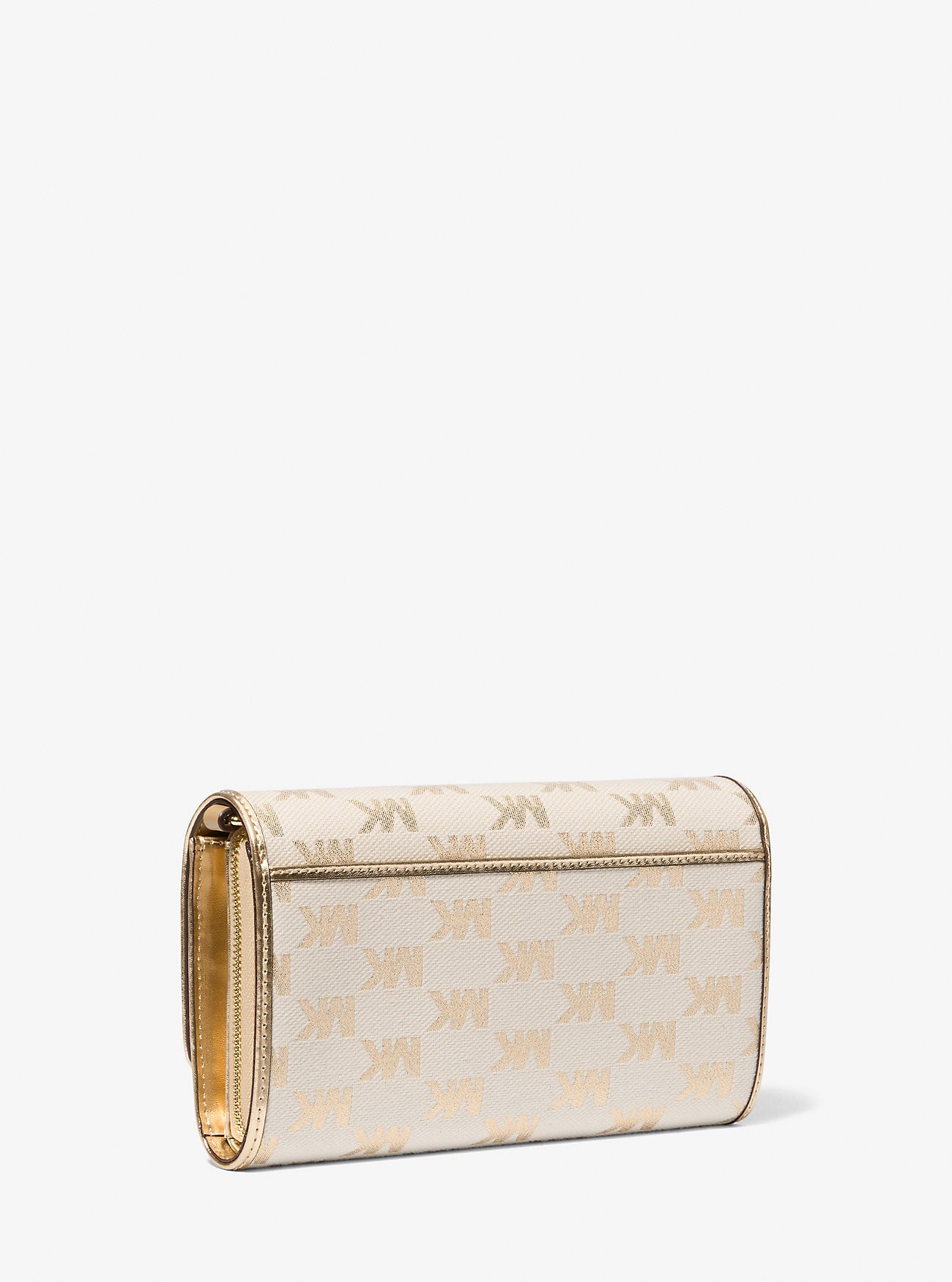 Jet Set Large Metallic Logo Jacquard Crossbody Bag Pale Gold Pale Gold