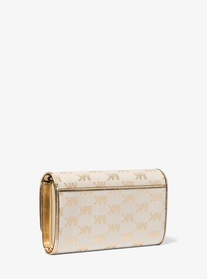 Jet Set Large Metallic Logo Jacquard Crossbody Bag Pale Gold Pale Gold