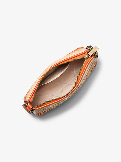 Jet Set Small Ombr Straw Crossbody Bag with Case for Apple Airpods Pro Red Clay