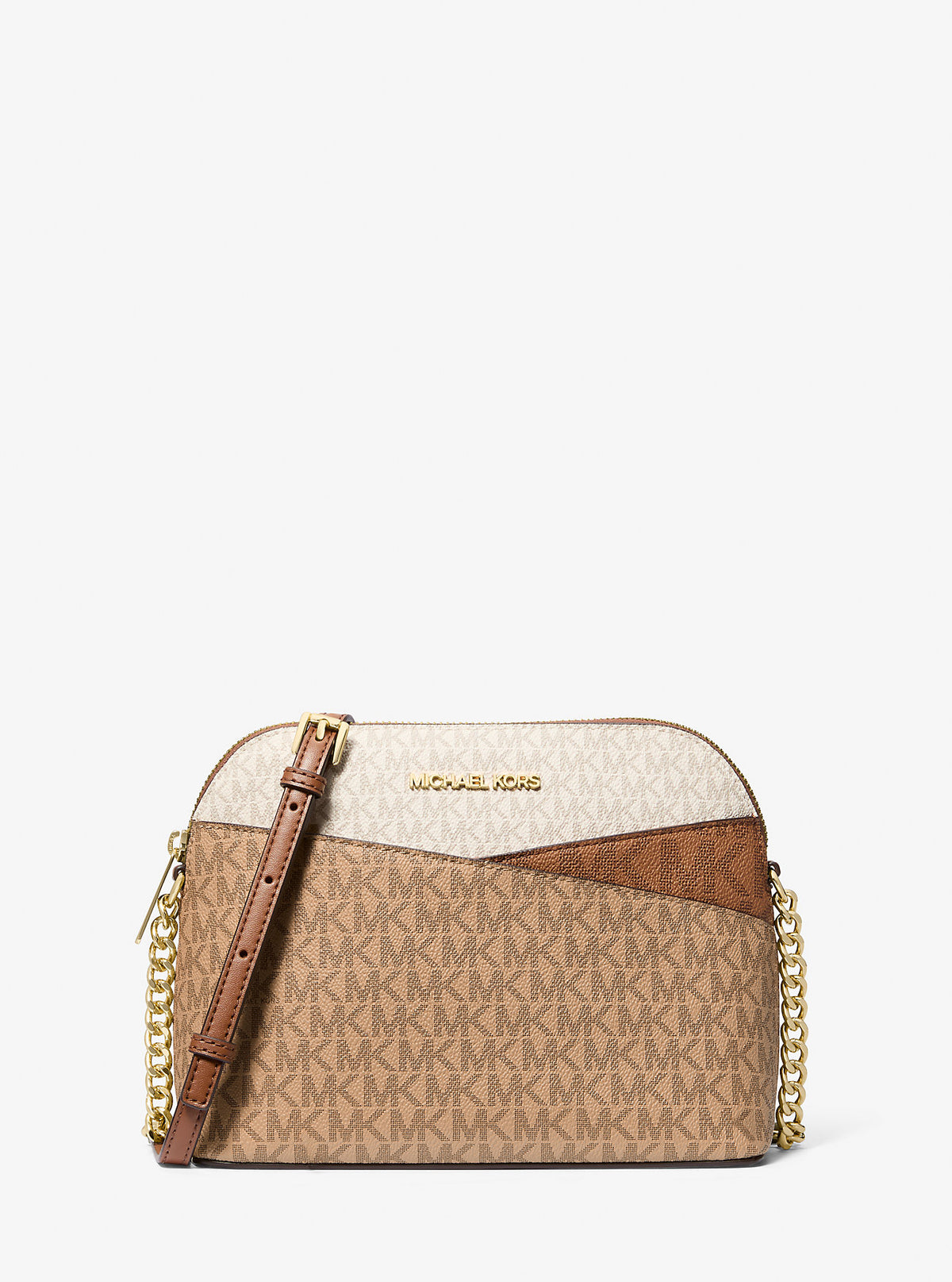 Jet Set Travel Medium Color-Block Signature Logo Crossbody Bag Camel Mlt Camel Mlt