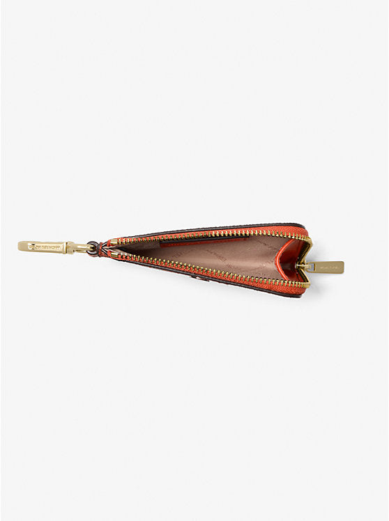Jet Set Polka Dot Signature Logo Dual Pouch Wristlet Red Clay