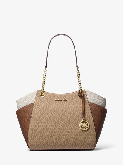 Jet Set Large Color-Block Signature Logo Tote Bag Camel Mlt Camel Mlt