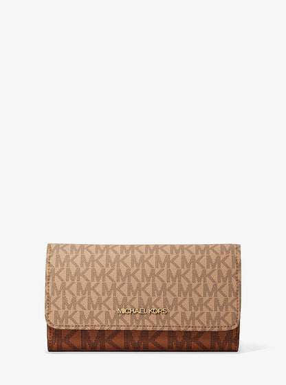 Jet Set Large Signature Logo Tri-Fold Wallet Camel Mlt Camel Mlt