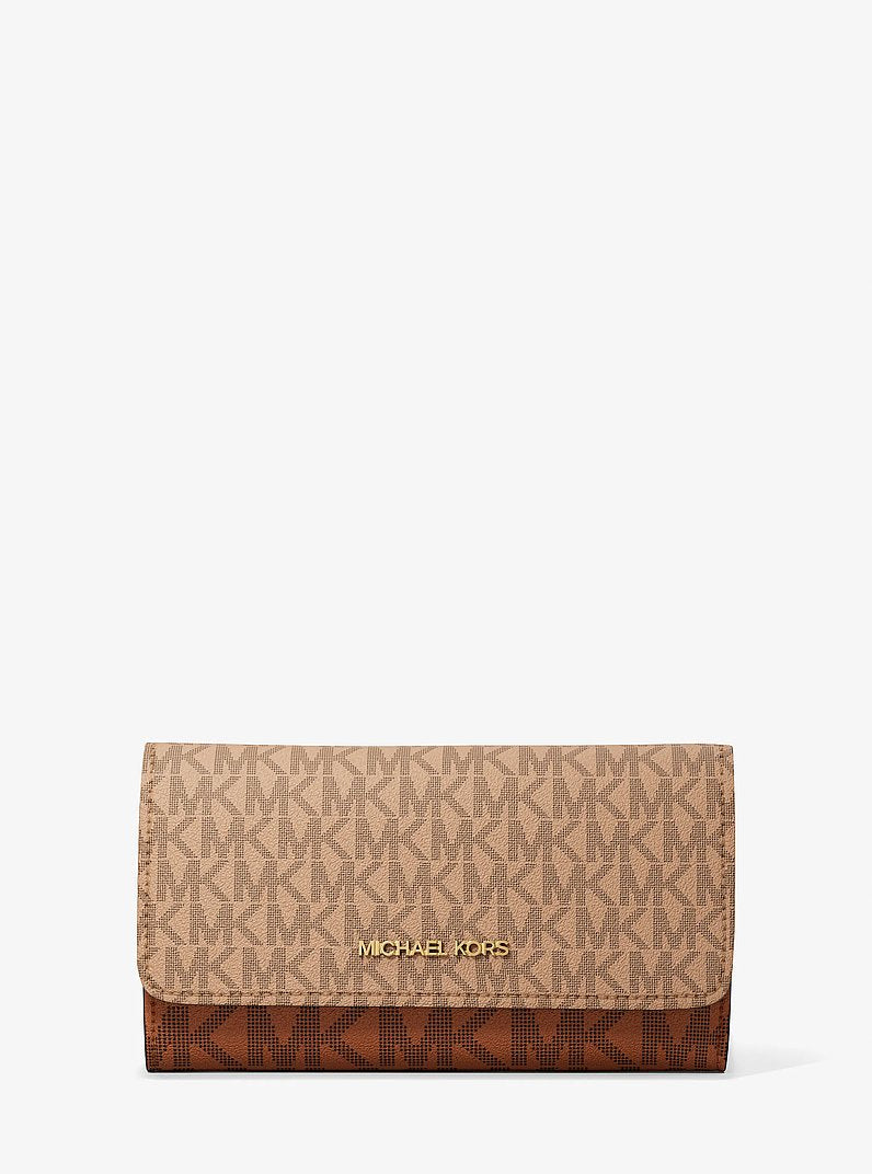 Jet Set Large Signature Logo Tri-Fold Wallet Camel Mlt Camel Mlt
