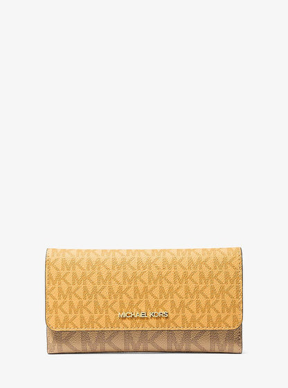 Jet Set Large Signature Logo Tri-Fold Wallet Honeywheat Multi Honeywheat Multi