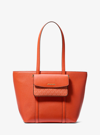 Jet Set 2-in-1 Pebbled Leather and Logo Tote Bag Red Clay Red Clay