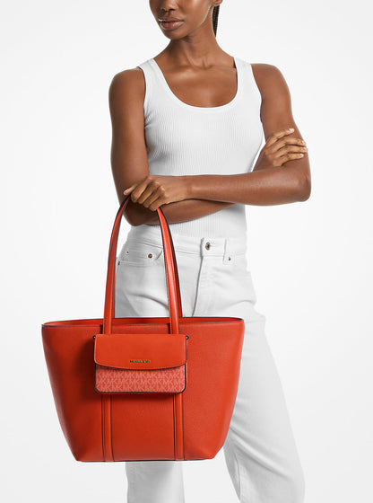 Jet Set 2-in-1 Pebbled Leather and Logo Tote Bag Red Clay Red Clay