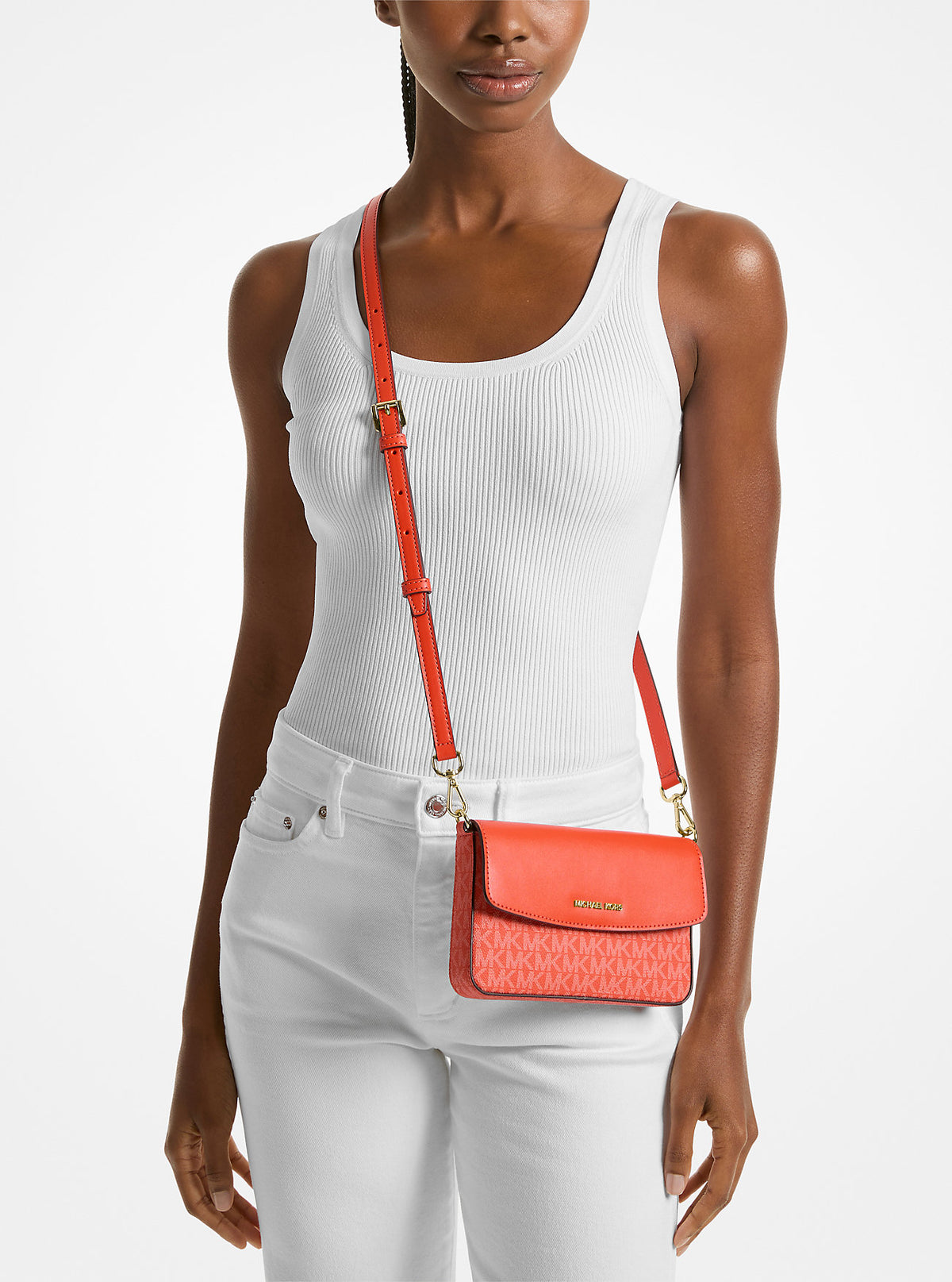 Jet Set 2-in-1 Pebbled Leather and Logo Tote Bag Red Clay Red Clay