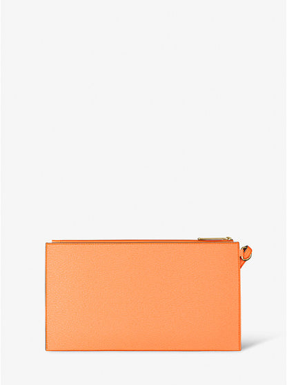 Jet Set Large Studded Pebbled Leather Wristlet Luggage