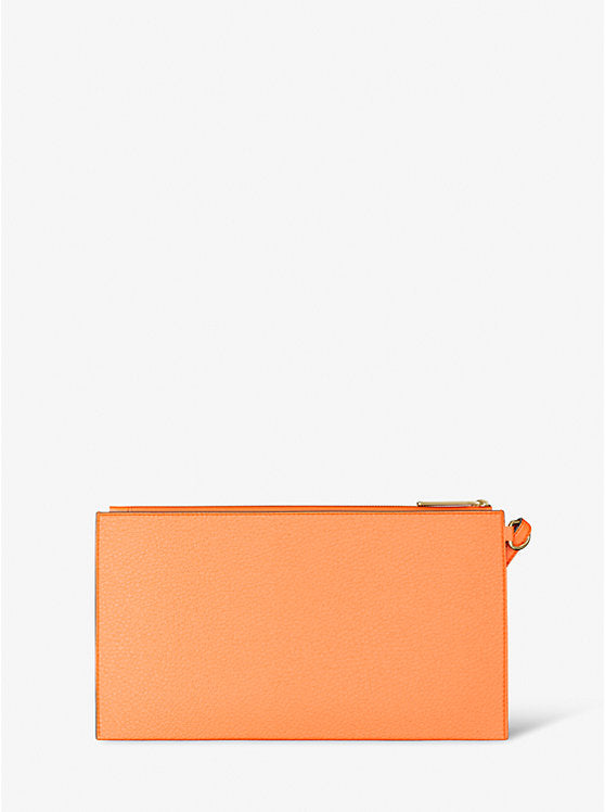 Jet Set Large Studded Pebbled Leather Wristlet Luggage