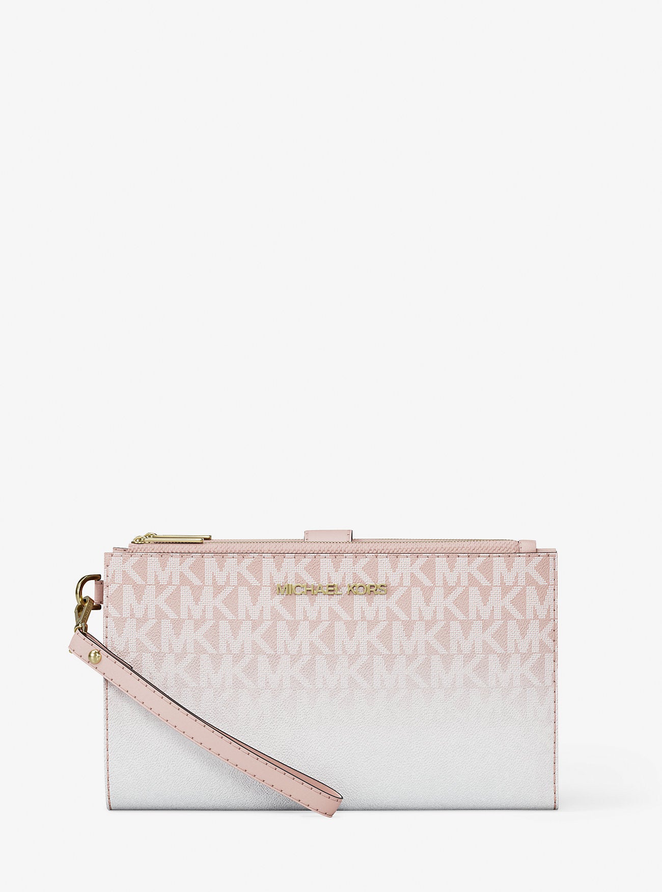 Jet Set Large Ombre Signature Logo Wristlet Powder Blush Powder Blush