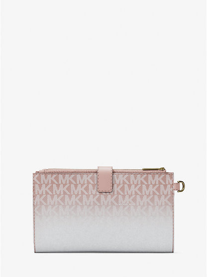 Jet Set Large Ombr Signature Logo Wristlet Powder Blush