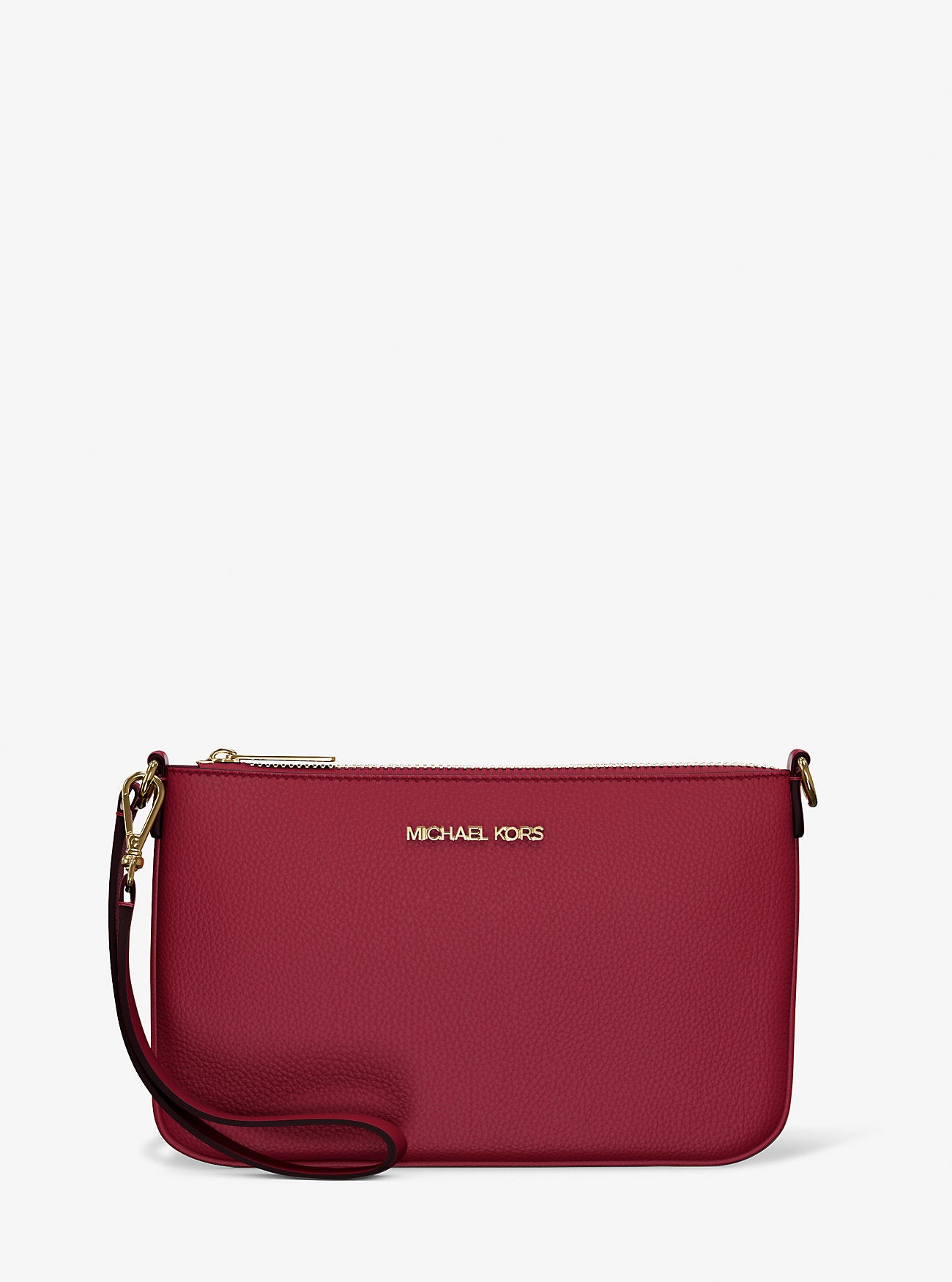 Jet Set Small Pebbled Leather Convertible Wristlet Cherry Cherry