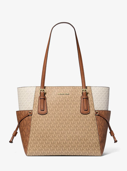Voyager Large Color-Block Signature Logo Tote Bag Camel Mlt Camel Mlt