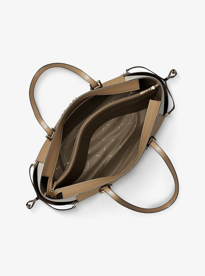 Voyager Large Color-Block Signature Logo Tote Bag Honeywheat Multi Honeywheat Multi