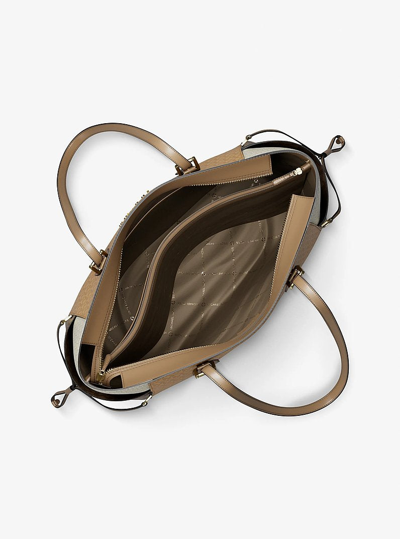 Voyager Large Color-Block Signature Logo Tote Bag Honeywheat Multi Honeywheat Multi