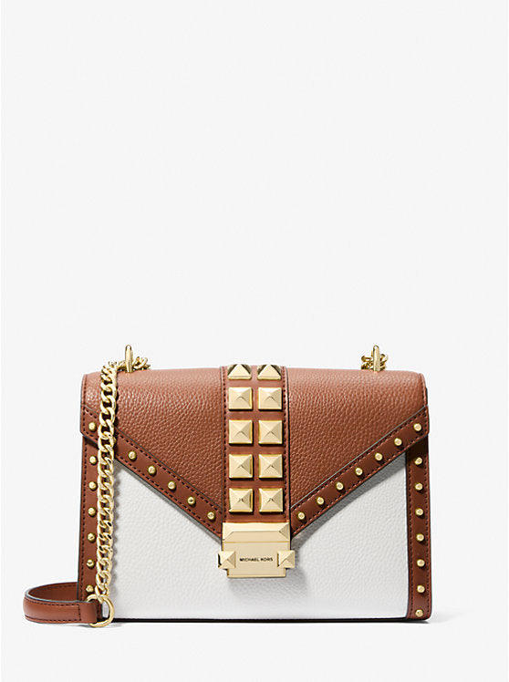 Micheal Kors Whitney Medium Two-Tone Studded Convertible Crossbody Bag Luggage Multi