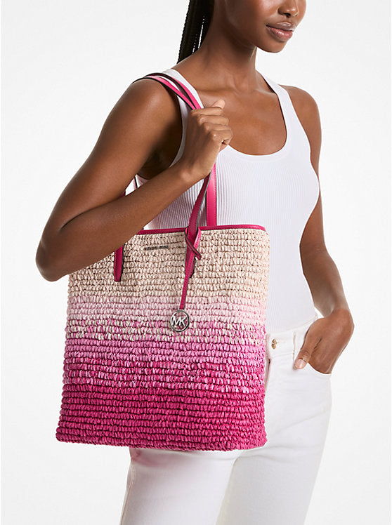 The Michael Large Ombr Straw Tote Bag Black